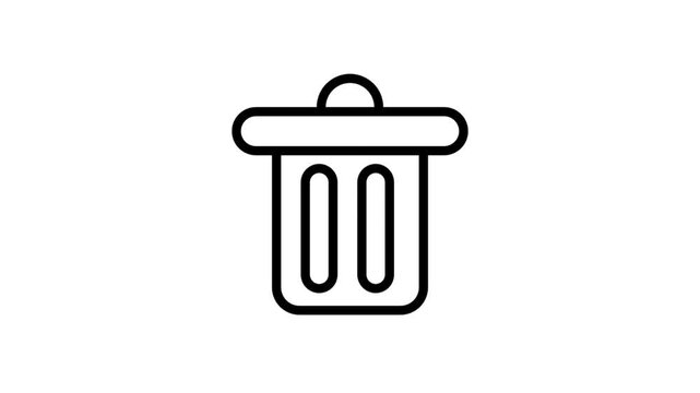 Trash bin or garbage can line icon animation for delete removal clear history and digital cleaning.