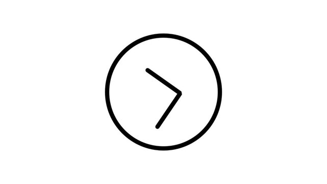 Simple arrow right inside circle line icon animation for next page forward and navigation controls.