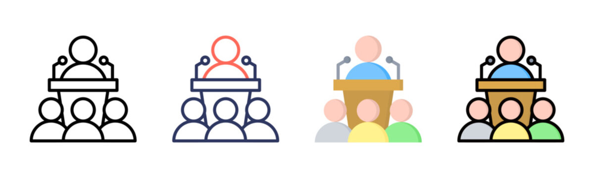 Public Speaking icon sheet multiple style collection