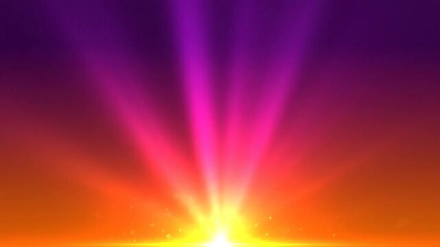 Abstract Gradient Light Rays Bursting Upwards, Violet and Orange Background