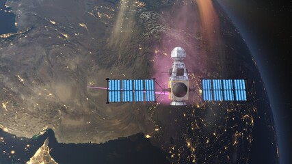 人工衛星と地球　3DCGレンダリング © tsuneomp