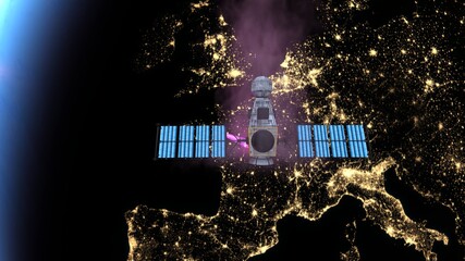 人工衛星と地球　3DCGレンダリング © tsuneomp