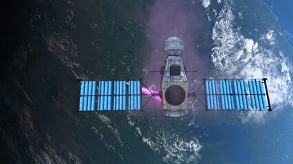 人工衛星と地球　3DCGレンダリング © tsuneomp