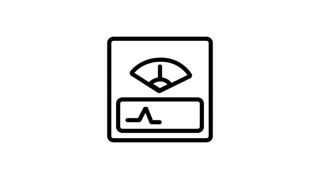 Analog Meter Or Gauge Icon Animation. Line art animation of an analog meter gauge measuring pressure, levels, or performance data results.