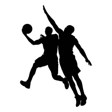Basketball Defensive Block Action Silhouette &ndash; Powerful Rejection, Rim Protection, High Impact Play