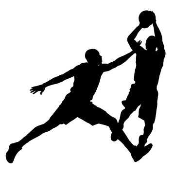 Basketball Defensive Block Action Silhouette &ndash; Powerful Rejection, Rim Protection, High Impact Play