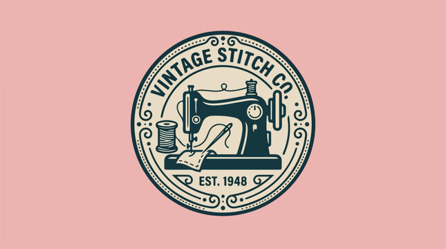 Vintage Stitch Co. Logo - A Classic Emblem of Craftsmanship and Heritage.