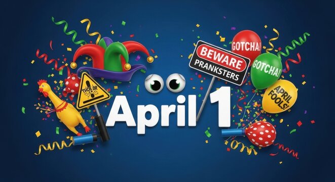 Hilarious trick theme Vibrant jester design Joyous celebration theme Amusing comedy design Whimsical april fools Wallpaper Background image