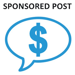 Fototapeta premium Sponsored Post Concept Dollar Sign in Speech Bubble for Advertising.
