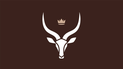 Stylized antelope head with crown logo © hartanto