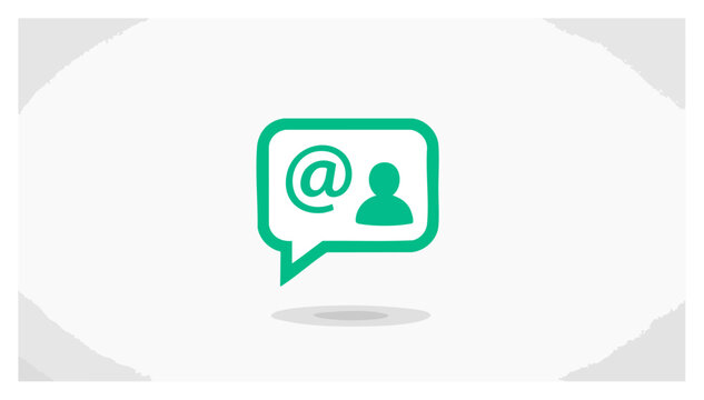 Green Social Media Communication Icon with Person and At Symbol.