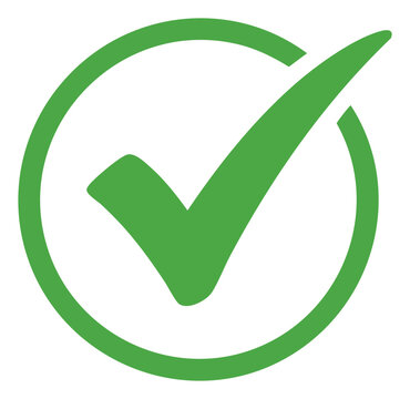 Green Check Mark Symbol in Circle Approval and Validation Icon.