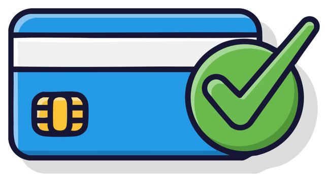Credit Card Approved Secure Payment with Green Check Mark Icon.
