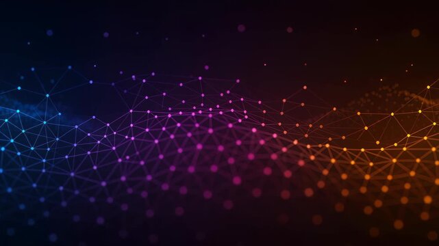Digital Network Dynamics: An abstract representation of a digital network pulses with vibrant colors, illustrating interconnectedness and the flow of data within a complex system.