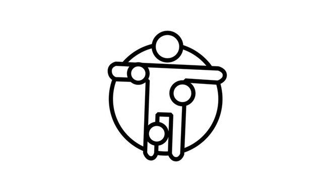 Group of People Cycle Icon Animation. Line art animation of stylized people figures connected in a cycle representing teamwork or community.
