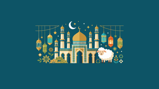 Eid Al Adha Mosque Illustration Design.