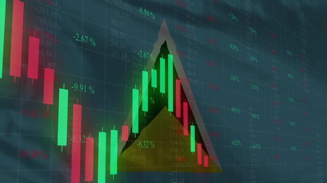 Financial Candlestick Analysis: A sophisticated financial backdrop featuring a compelling visual of candlestick charts and a triangle, representing the ever-changing landscape of market dynamics