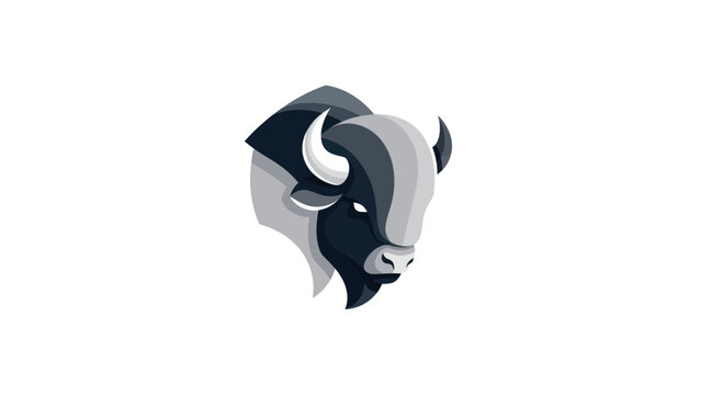 Stylized bison head icon on white background