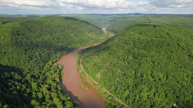 WEST VIRGINIA - 7.5.2024 - Fantastic aerial footage moving down the New River of West Virginia.