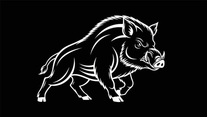 Fototapeta premium Stylized boar illustration on black background