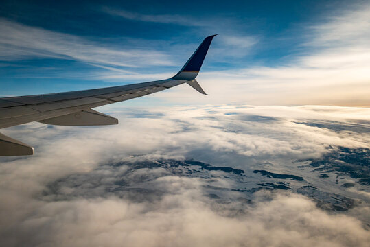 Views of snowy landscapes from the air on the way to and from Jackson Hole, Wyoming.