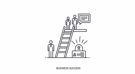 Fototapeta premium Business people climbing success ladder high.