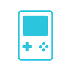 Retro game console icon, Isolated on white background. Blue icon © LeonART