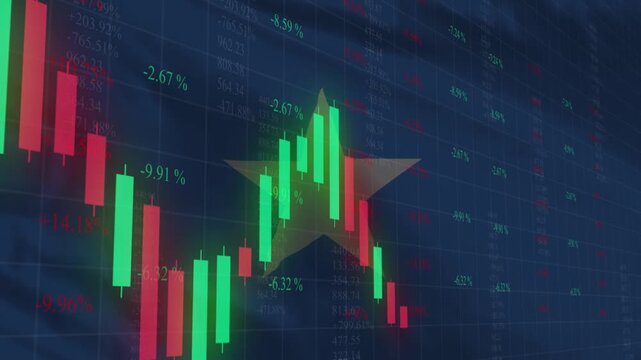 Economic Volatility: A digital depiction shows the stark realities of market dynamics, with fluctuating financial data superimposed against a backdrop that evokes a sense of both opportunity and risk.