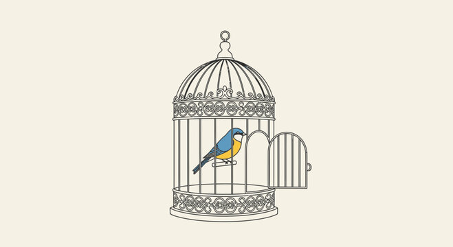Colorful bird in a cage 4.