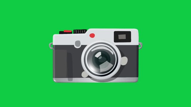 2D Animated Compact Camera with Zoom Lens Detail for Travel Photography