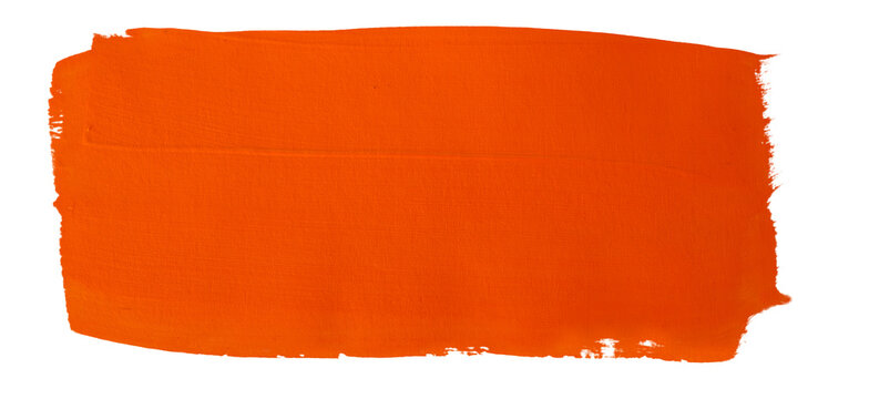 Large rectangular orange paint block with canvas texture isolated on white background