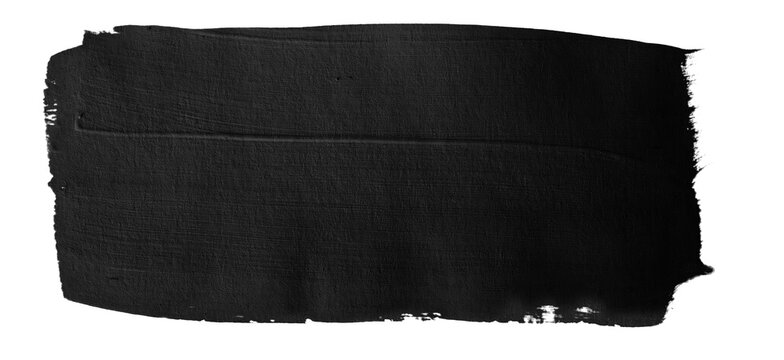 Large rectangular black paint block with canvas texture isolated on white background