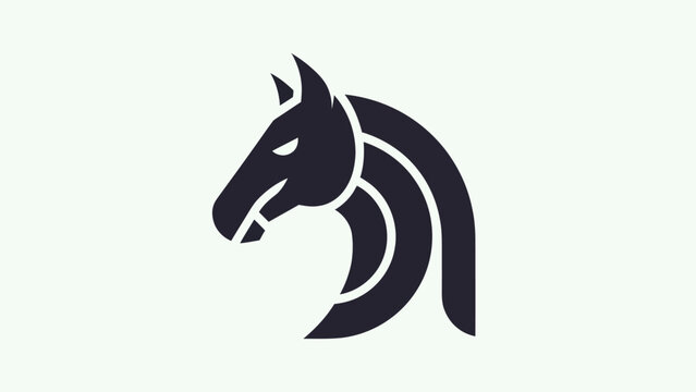 Stylized horse head logo on white background