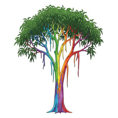 Naklejka premium Vibrant Rainbow Tree Illustration, a Colorful Symbol of Diversity, Nature, and Growth