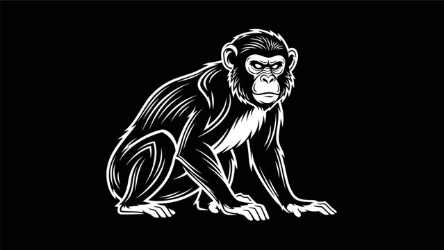 Stylized monkey illustration on black background