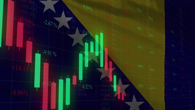 Bosnia and Herzegovina Stock Market: A visual representation of Bosnia and Herzegovina's economic indicators, with stock market charts overlaid on the national flag.