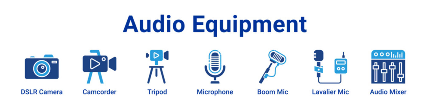 Audio Equipment Icon Banner and Collection