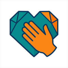Obraz premium Hand cleaning a heart shape symbolizing care and hygiene.