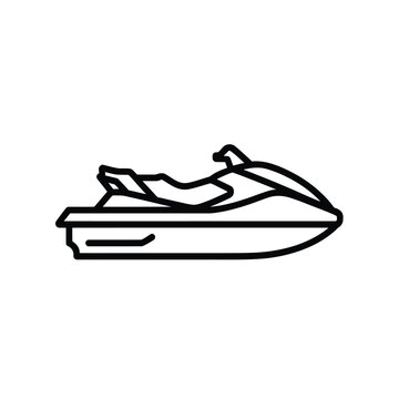 Linear illustration of a jet ski depicted in a simple black outline