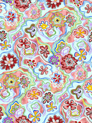 Fototapeta premium Watercolor Floral Seamless Pattern with Delicate Blossoms