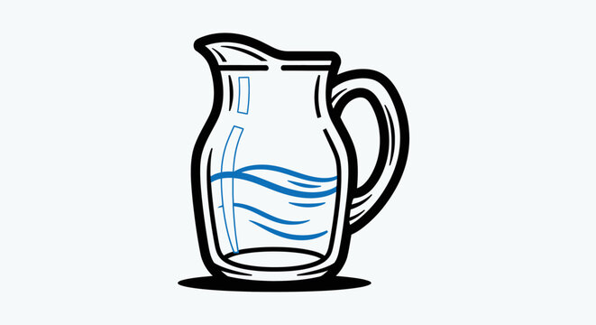 Glass pitcher with water inside.