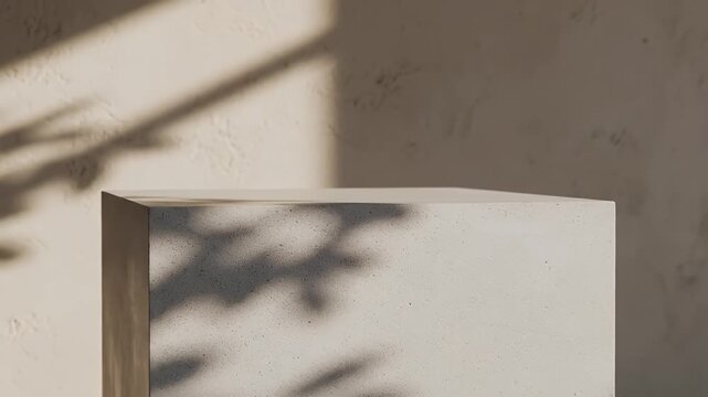 Minimalist architectural corner with dramatic shadow patterns on sunlit plaster