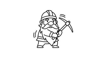 Naklejka premium Charming cartoon miner character illustration with pickaxe and protective helmet ready for digging