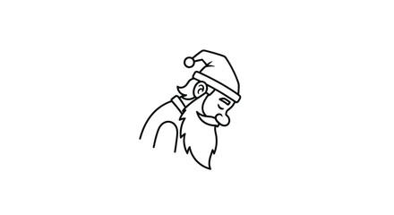 Obraz premium Minimalist Line Art Drawing of a Cheerful Old Man with a Beard and Hat for Festive Season