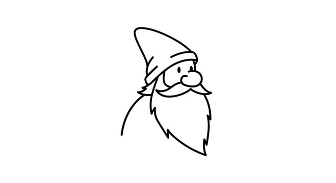 Whimsical cartoon character with a long beard and pointy hat illustration