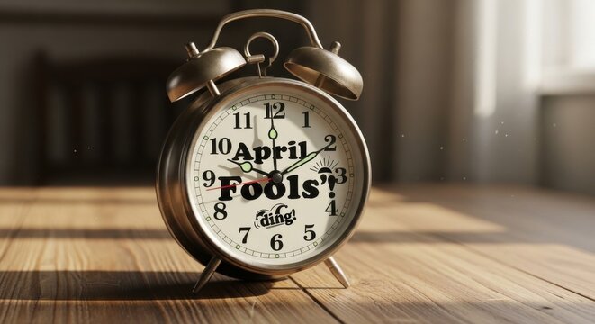 Vintage Alarm theme Golden Timepiece design Wooden Desktop theme Humorous Prank design Playful April theme april fools Wallpaper Background image