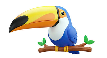 Obraz premium Stylized 3D Toucan Bird Perched on a Branch