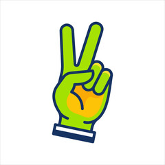 Obraz premium V sign hand gesture showing peace or victory.