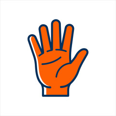 Obraz premium Vibrant Orange Hand Gesture with Blue Outline.