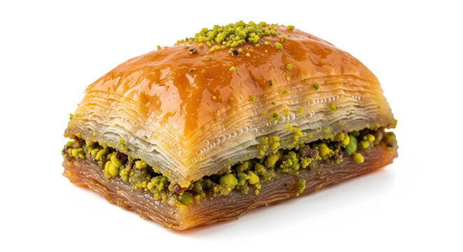 Mouth-watering Turkish Baklava with layers of flaky phyllo dough, chopped pistachios, and sweet honey syrup